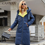 2022 New Women's down jacket Fashion high street Long Big pocket Women coat Contrast brand warm quilted coats parka