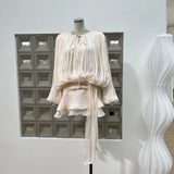 Gentle Pure Flow Yarn Niche Design Low-Crobly Dress With The Same Color Shorts Anti-Walking
