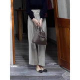 Fongt Commute Gray High-Waisted Casual Suit Pants Women's Spring New Loose-Hanging Wide-Legged Trousers