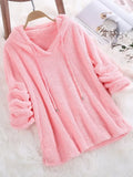 Fongt Autumn And Winter Explosion Of Solid Color Long-Sleeved Hat Hair Double-Sided Plush Pyjamas