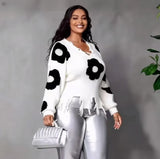 Fongt Hole Tuxed Sweater Dark Long Sleeve Loose Knitted Shirt