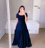 Fongt New Spring And Summer Women's Dress A Word Broken Shoulder Long Pure Fairy