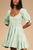 Gingham Babydoll Dress 703-1-Outfit
