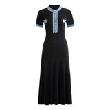 Fongt New Women's Fashion Denim Single-Dlong Stitched Dress