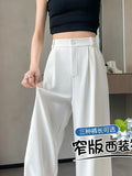 Fongt Suit Pants Hanging Woman Summer Small High-Grade Ice Silk Impenetrable Narrow Version Of Casual Straight Pants
