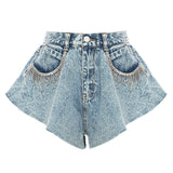 Fongt New Station Modeling Lotus Leaves Under The Broad Legs Denim Shorts Hot Pants Prosthetic Skirt 1305