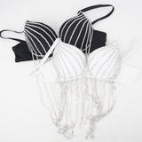 Tassels Rhinestone Corset Sexy Backless Sleeveless Crop Tops Women Slimming Bra Top Nightclub Party