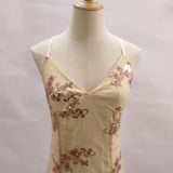 Extended Version Of The Popular Style Sequined Net Gauze Slim Tail Sexual Bare-Back Dress Long Dress-Outfit