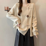 Fongt Women's Sweater 2025 Autumn And Winter New Gentle Milk Jacket Sweet Round Collar Flowers Three-Dimensional Decorative Knitwear