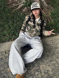 Street Hoodie Sweatshirt Coat Women Simple All-match Camouflage Tops Mujer Y2k Grunge Long Sleeve Zipper Jackets-Outfit