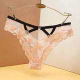 Fongt Lace Mesh T-T-Shirt Female Transparent Hollowless Low-Waisted Cotton Crotch Triangle