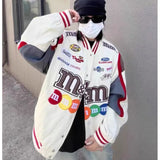 Bomber Woman Varsity Racing Jacket PU Long Sleeve Stand Collar Leather Jackets Unisex American Jacket¡®s Bombers Coat