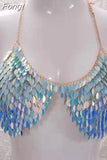 2023 Summer Women Chain Sequins Sexy Y2K Clothes Sleeveless Backless Halter Crop Top Aesthetic Vintage Drop