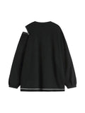 Women Korean Pullover Hoodies Irregular New Trendy Sense Of Design Autumn Solid Color Long Sleeve O-neck Pullover