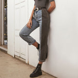 Rhetoric Contrast Women's Jeans Long Pant 2020 Summer Autumn Ladies Trousers Denim Women High Waist Jeans