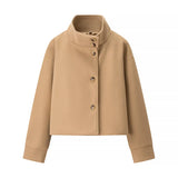 Fongt Winter Women's Fashion With Pure Color Single Buckle Collar Loose Wool Coat