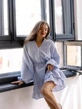 Fongt Summer New Solid Color Long-Sleeved Dress Temperament V Collar Thin A Dress