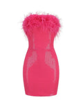 High-End Cross-Border Women's Sexy Bareback Ostrich Hairy Twilight Dress Temperament
