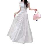 Fongt White Half-Dress Women's A-Shaped Skirt In The Long Umbrella Skirt Autumn Small Tall Waist Thin Skirt