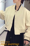 Women Baseball Clothes Long Sleeve Button Short Jacket Fashion American Patchwork Jacket Harajuku Casual Female Fall