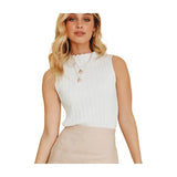 Fongt New Solid Color Knitted Top Women's Sleeveless Pits To Wear A Vest