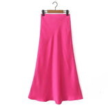 Trendy Women's Dress In Spring And Summer, The New Concise Medium And Long Style Bright Full-Length Skirt, Basic Bag Hip Skirt.-Outfit