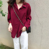 Arrival Women Wine Red Oversize Chiffon Blouse Batwing Sleeve Casual Solid Long Shirt Women's Chic Tops Feminina Blusa