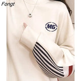 Plaid Hoodie Sweatshirt Spring Women Loose Funny Tops Hip Hop O-Neck Oversize Korean High Street Winter Hoodies