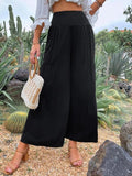 Fongt Summer Leisure Wide-Legged Cotton Pop High-Waisted Loose Trousers Women's Trousers