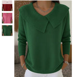 Fongt Retro And Tidly Style 2025 Fashion Temperament Thin Collar Sweater Knitted Lazy Temperament