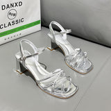 Fongt New Summer 2024 Dress With Silver High Heels Sandals-Outfit