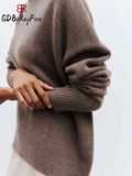 Women'sTurtleneck Winter Autumn Long Sleeve Tops Casual Loose Jumper Oversized Sweater Thick Warm Knitted Pullover for Women-Outfit
