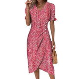 Fongt Large Number Of New 2025 Summer Hot Sales Geometric Collage Bubble Sleeve Irregular Pendulum Dress