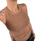 Fongt Summer New Multi-Color Printed Vest Women's Feeling Round Collar Inside The Outside-Outfit