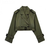 Fongt 2025 Spring New Women's Clothing With Belted Long-Sleeved Casual Windwear Coat