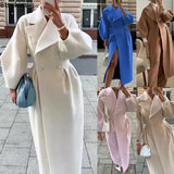 Women's Warm Long Overcoat Wool Blends Autumn Winter Thick Cashmere Double Breasted Jacket Blazer Female Woolen