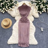 Fongt Royal Sister Dress Goddess Fan Temperament Heart Folds To Receive The Waist Thin Long Bag Of Hip Skirts