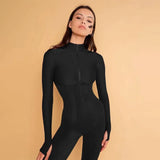 Slim Waist Corset Jumpsuits Female Bodycon Rompers Zip Stitching Running Body Overalls Fitness Workout Clothes