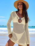 Fongt Beach Dress Sexy Ring Hollow Knitted Long Sleeve Bikini Sunscreen Women