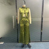 Fongt Summer New Fashion 2-Piece Set Summer Slit Loose Bell-Bottom Pants Set-Outfit