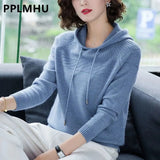 Knitted Hooded Sweaters For Women Classic Malhas Pullover Oversized Spring Fall Casual Knitwear Tops Sueter Sweatshirt