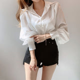 Loose Chic Women Blouse Simple Versatile Lapel Long Sleeve Shirt Elegant Women Shirt Tops Pink Tops Blusas Mujer