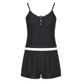Casual Print Short Suits Summer Basic Button Patchwork Sleeveless Crop Top and Elastic Low Rise Shorts Two Piece Sets y2k-Outfit