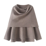 Fongt New Asymmetric Cloak Sweater Short Knit Coat 2756100