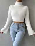Fongt And Winter New High-Collar Short-Term Navel Uffin Sweater