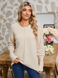 Fongt Solid Color Stifling Sweater Women's Fashion Round-Neck Long-Sleeved Knitted Shirt