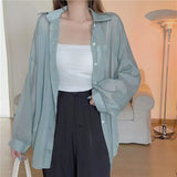 Fongt Thin Coat Women's Summer New Loose Anti-Ultraviolet Breathable Ice Sleeve Shirt Long-Sleeved