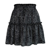 Summer Dot Print High Waist Skirt Women Vintage Plus Size Sexy Mini Skirts A Line Streetwear Chiffon Bandage Boho