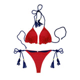 Fongt Female Hot Girl Bikini Split Sexy Triangle Double Sided Collision Color Beach Bikini Swimsuit Three Point
