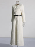Fashion High-End Set 2025 New Temperament Small Fragrant Coat + Belt Design Feeling Trousers